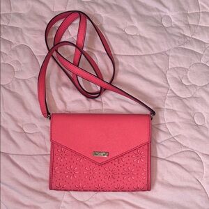 Kate Spade Pink Laser cut Crossbody Bag with Gold Accents